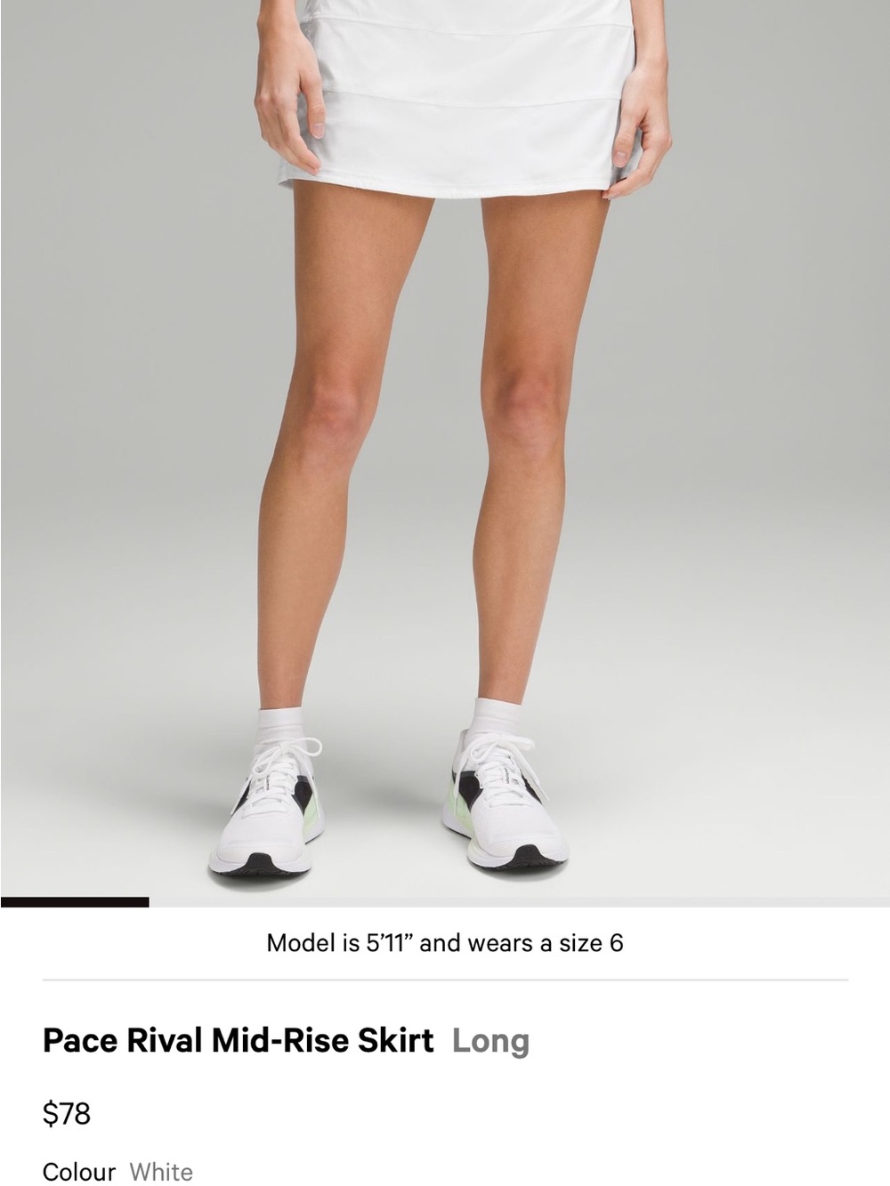 lululemon athletica White Pace Rival Mid-Rise Skirt